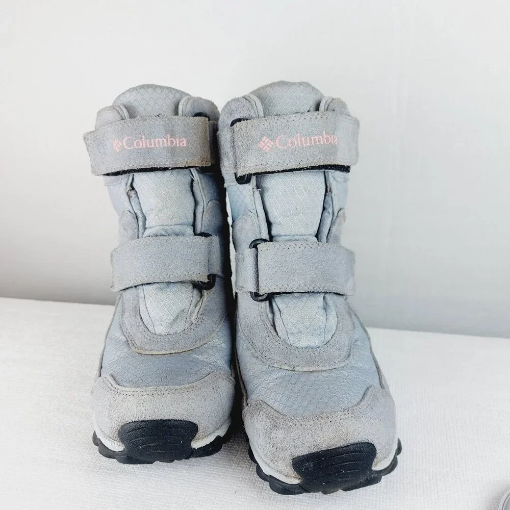 Columbia Youth Girls' Grey Parkers Peak Suede Snow Winter Boots Size US 2
